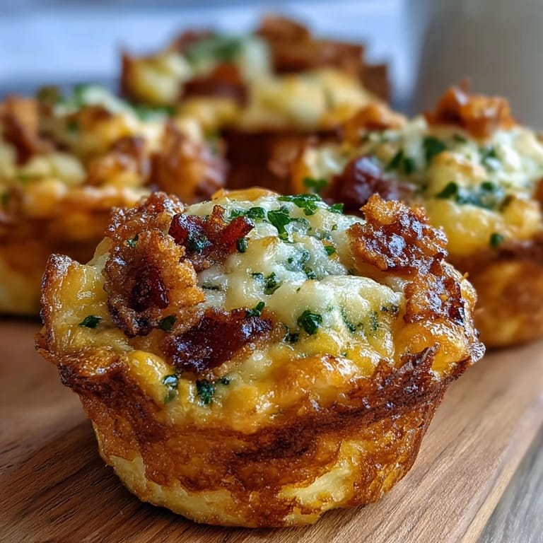 Freshly baked Ranch & Cheddar Egg Muffin Cups arranged on a rustic wooden board for meal prep.