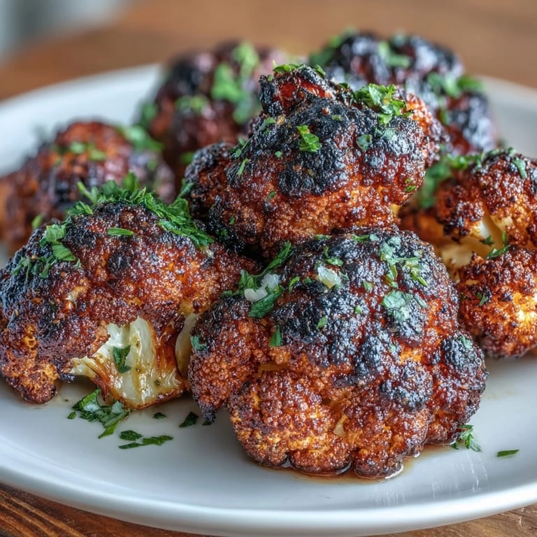 Spicy jerk-roasted cauliflower florets served hot, garnished with lime for a flavorful Jamaican-inspired vegan dish.