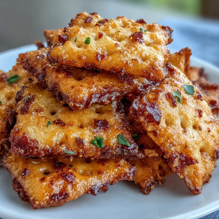 Crispy, cheesy sourdough crackers infused with jalapeño and smoked paprika, offering a zesty snack with a bold, savory flavor in every bite.