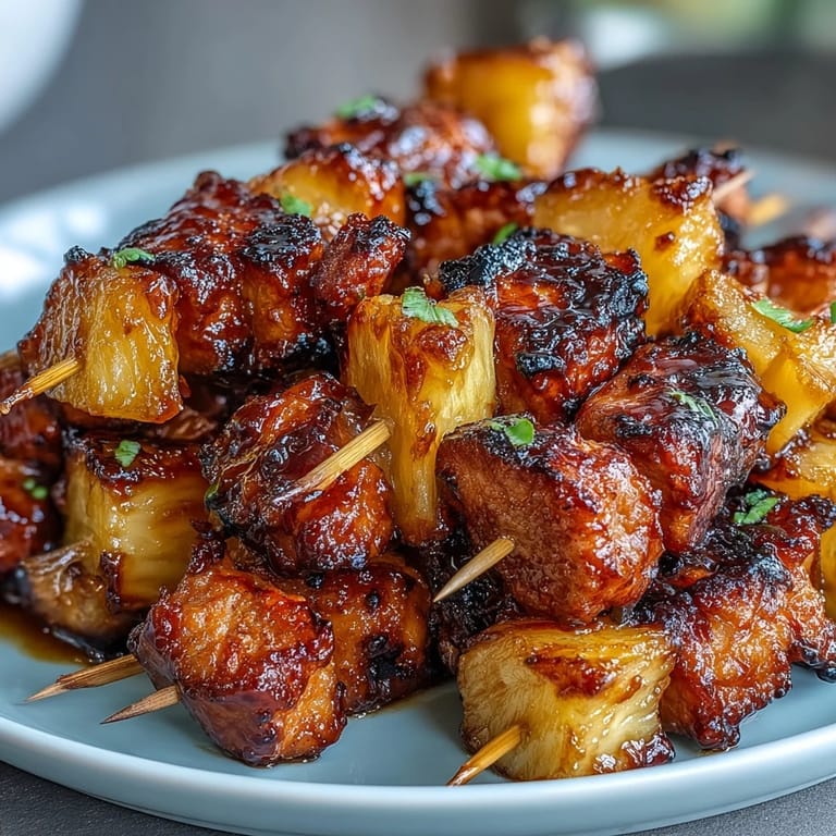 Perfectly seasoned chicken and pineapple chunks are air-fried until caramelized and tender for a crowd-pleasing appetizer.  
