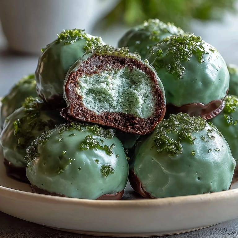 Vibrant green-coated Oreo truffle balls, creamy and rich, decorated with sprinkles for a festive St. Patrick's Day treat.