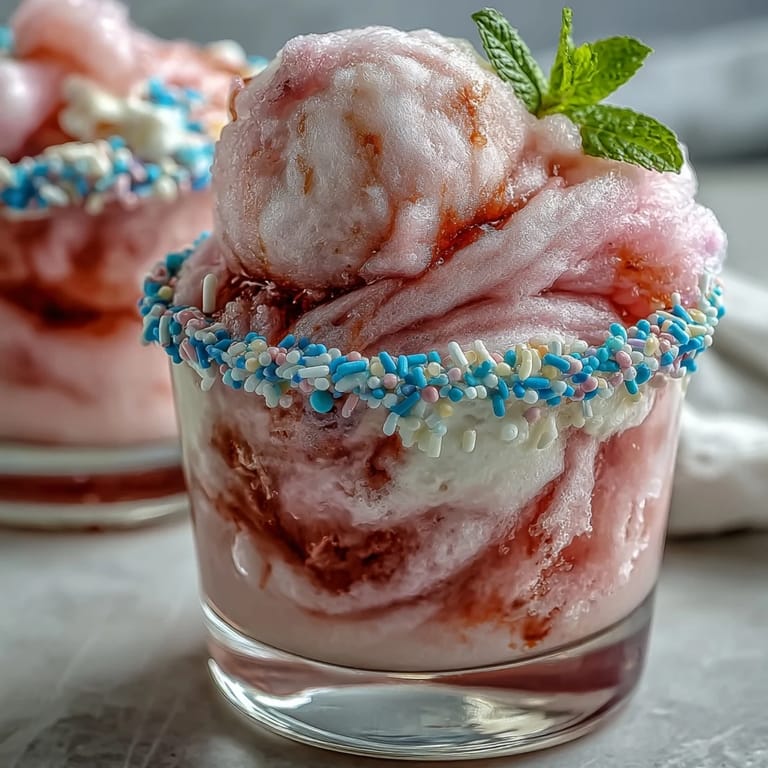 Dreamy Cotton Candy Lemonade Float featuring vibrant lemonade, creamy ice cream, and a sprinkle-rimmed glass for extra fun.