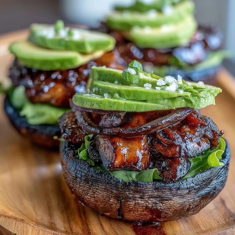 Beautifully charred portobello mushroom burgers, a delicious and healthy vegetarian cookout favorite.