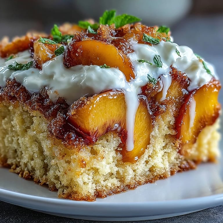 A rustic slice of brown butter cornbread peach shortcake, perfect summer indulgence.