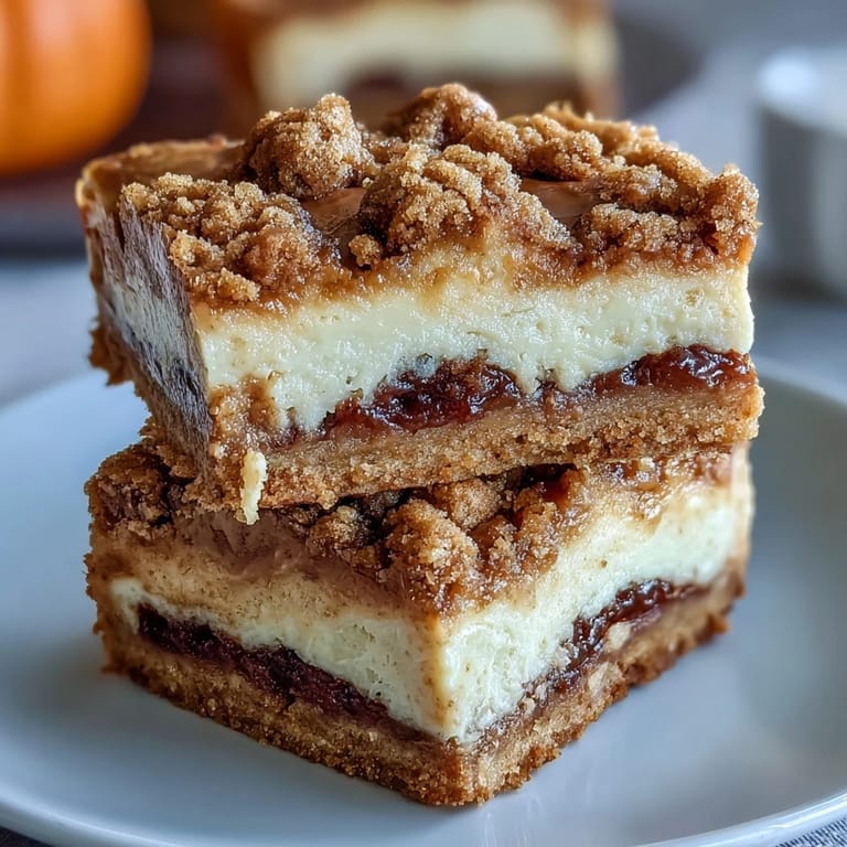 Layered Pumpkin Cheesecake Snickerdoodle Bars ready to be sliced and enjoyed.